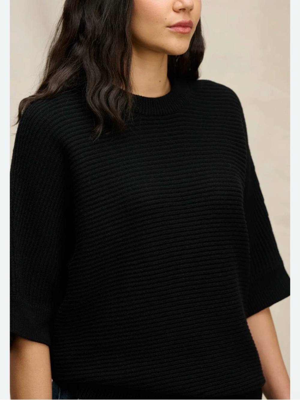 White Birch Black Boxy Ribbed Sweater Knit Top